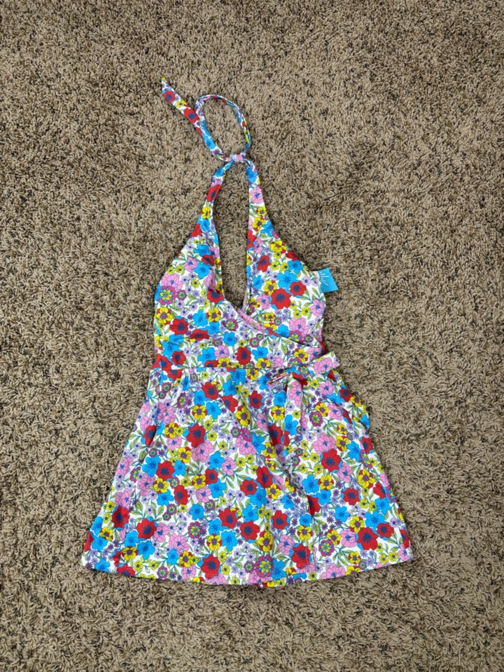 Draper James‎ Swim Dress Womens Small Multi Floral Print Halter Top UPF 50+